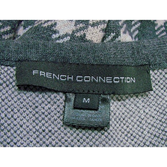 French Connection Womens Long Sweater Gray Pink Plaid Open Cardigan Pockets Sz M - Picture 4 of 9